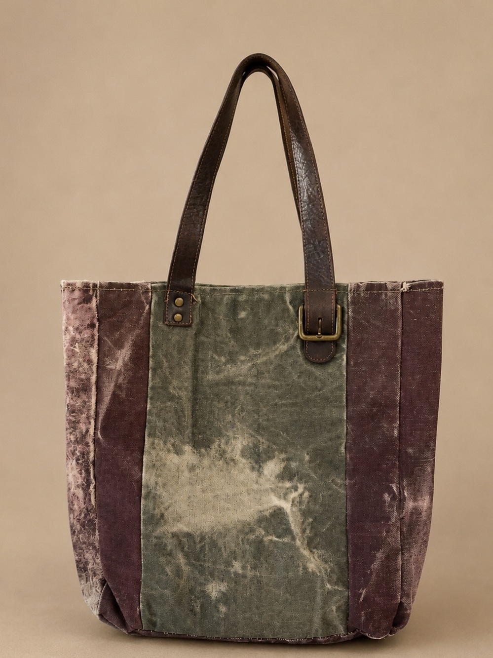 Mona b Vintage Style Distressed Canvas and Leather “Spirit of Freedom” Tote Bag - Picture 2 of 6